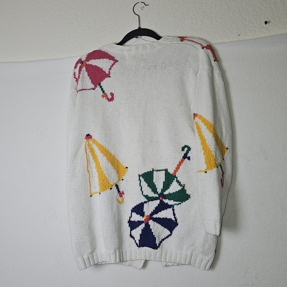 Vintage Picone Sport Petite Hand-Knit Umbrella Cardigan Sweater BeachTheme  Sz S - Picture 4 of 8